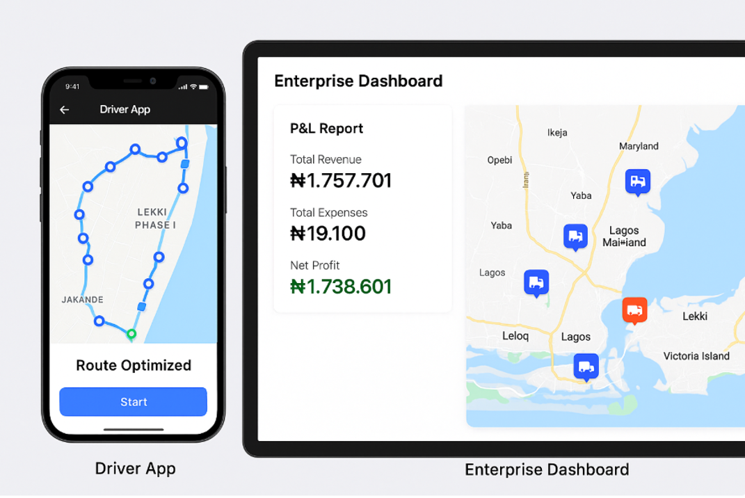 GLYDE Dashboard Overview - Main application interface showing route planning and fleet management features
